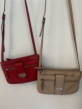 Danier Red and Taupe Crossbody Duo